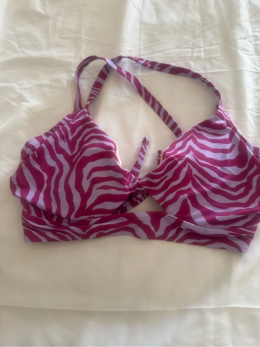 Shade & Shore Pink and Purple Zebra Tie-Side Bikini Set